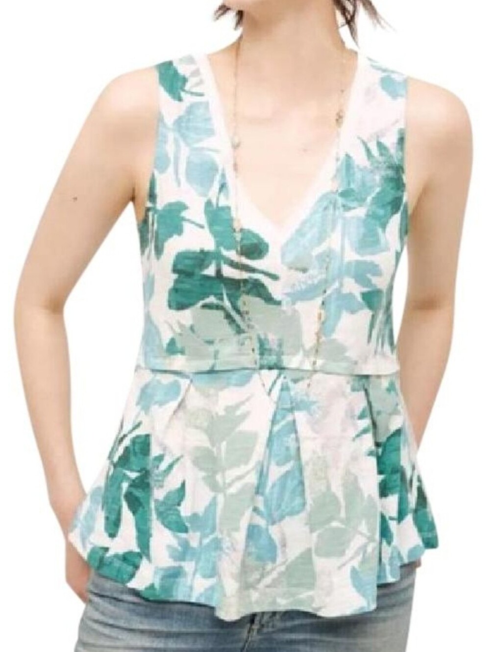 Anthropologie Deletta Pleated Tank Top XS